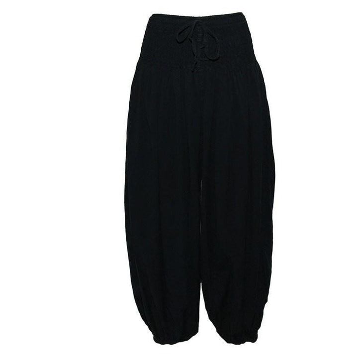 Black Premium Cotton Harem Pants - High Crotch