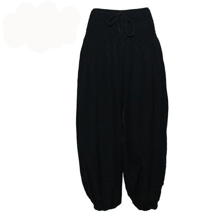 Black Premium Cotton Harem Pants - High Crotch