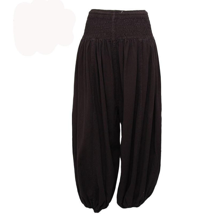 Coffee Premium Cotton Harem Pants - High Crotch