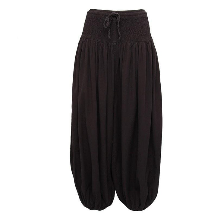 Coffee Premium Cotton Harem Pants - High Crotch