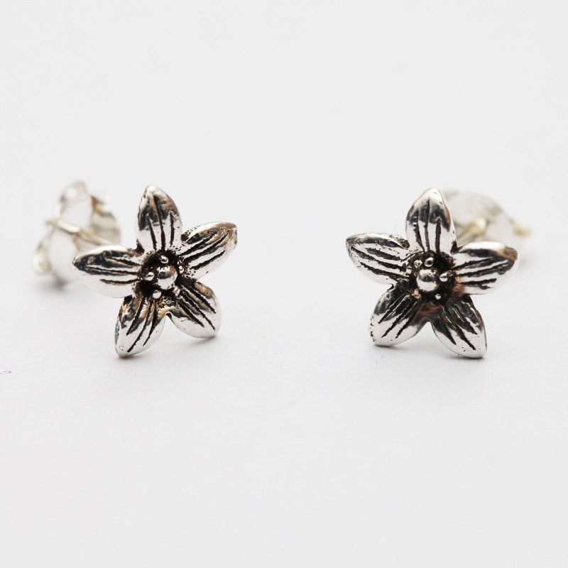 Silver Flower Studs Earrings