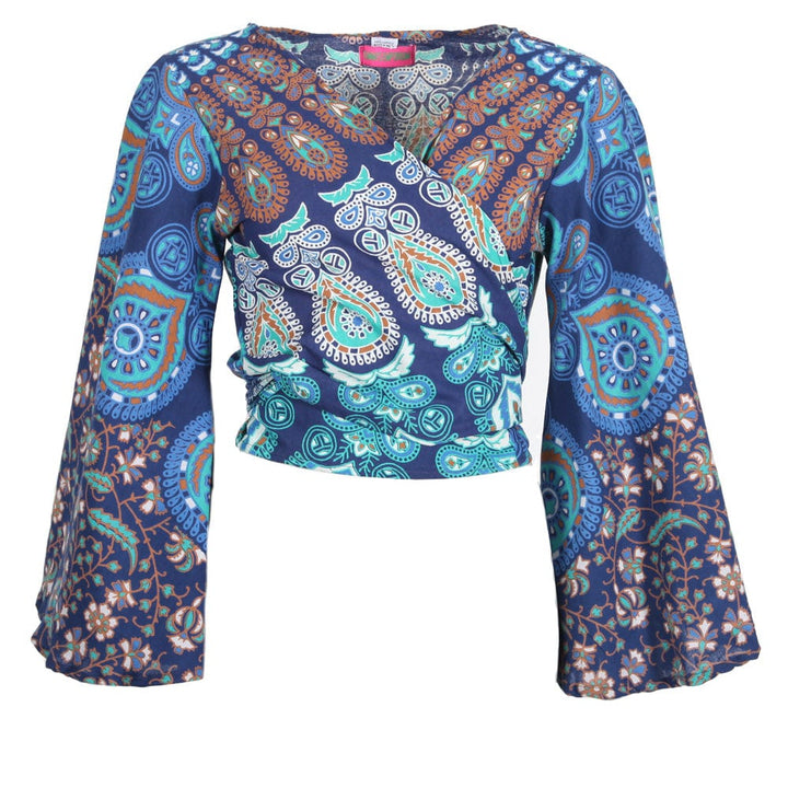 Bell Sleeve Peacock Tie Top