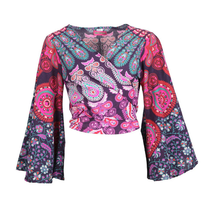 Bell Sleeve Peacock Tie Top