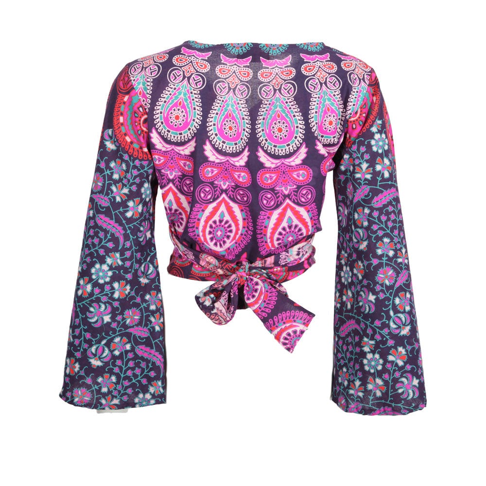 Bell Sleeve Peacock Tie Top