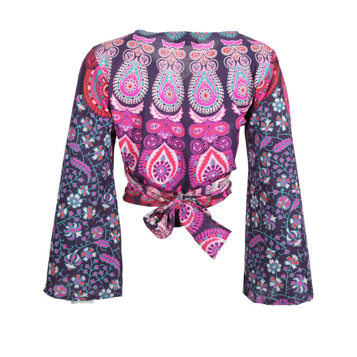 Bell Sleeve Peacock Tie Top