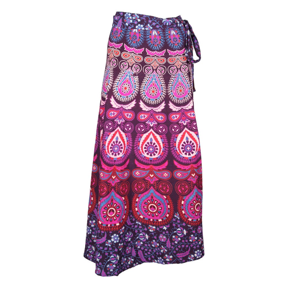 Peacock Print Long Cotton Wrap Skirt