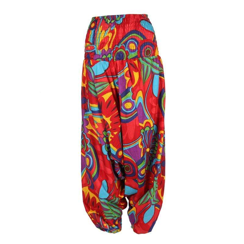 Bold Print Drop Crotch Harem Pants