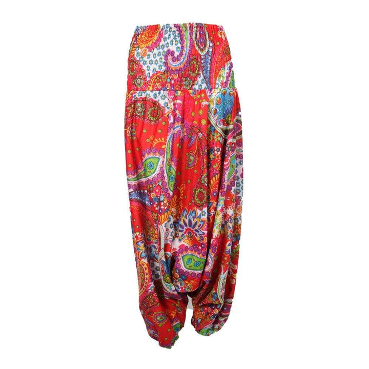 Bold Print Drop Crotch Harem Pants