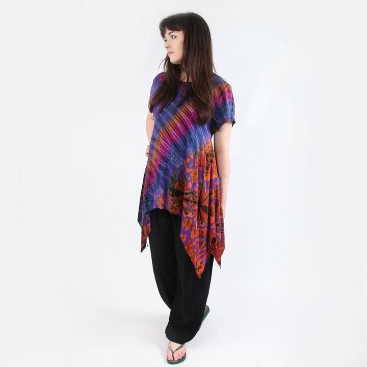 Tie Dye Hanky Hem Longline T-shirt