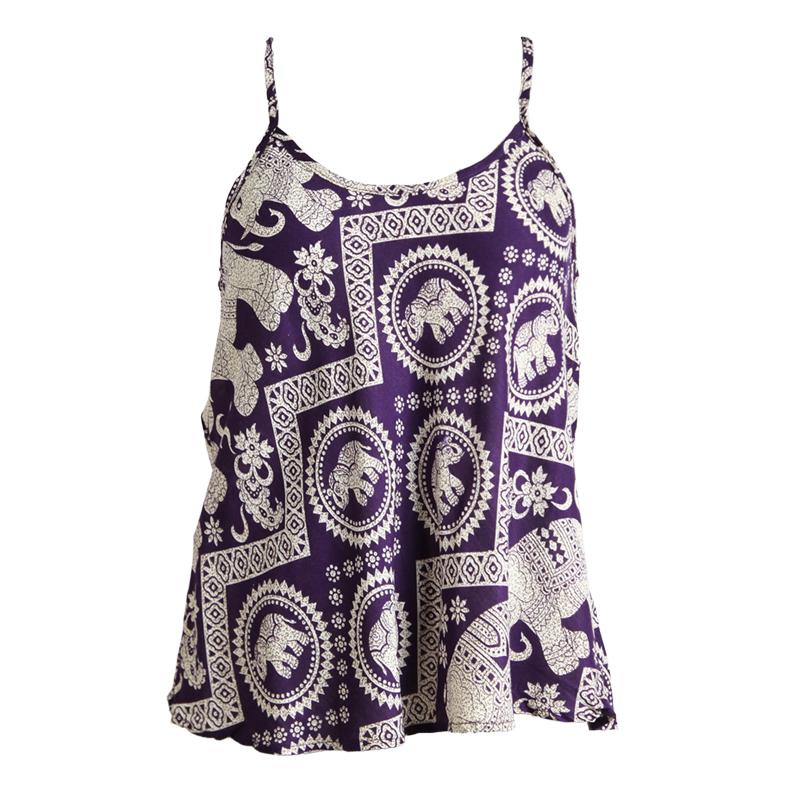 Thai Elephant Print Racer Back Cami Top