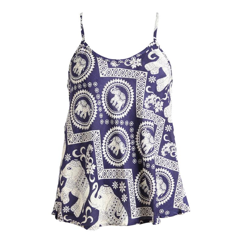 Thai Elephant Print Racer Back Cami Top