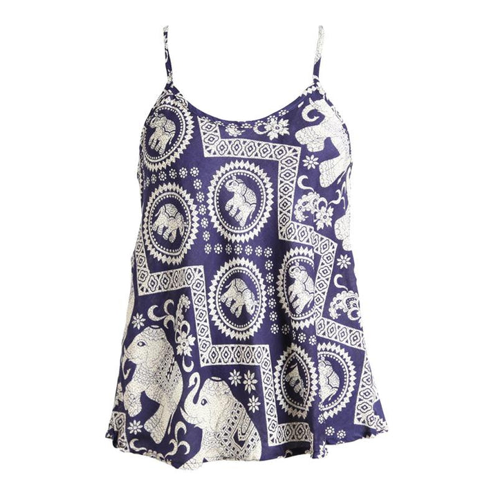 Thai Elephant Print Racer Back Cami Top