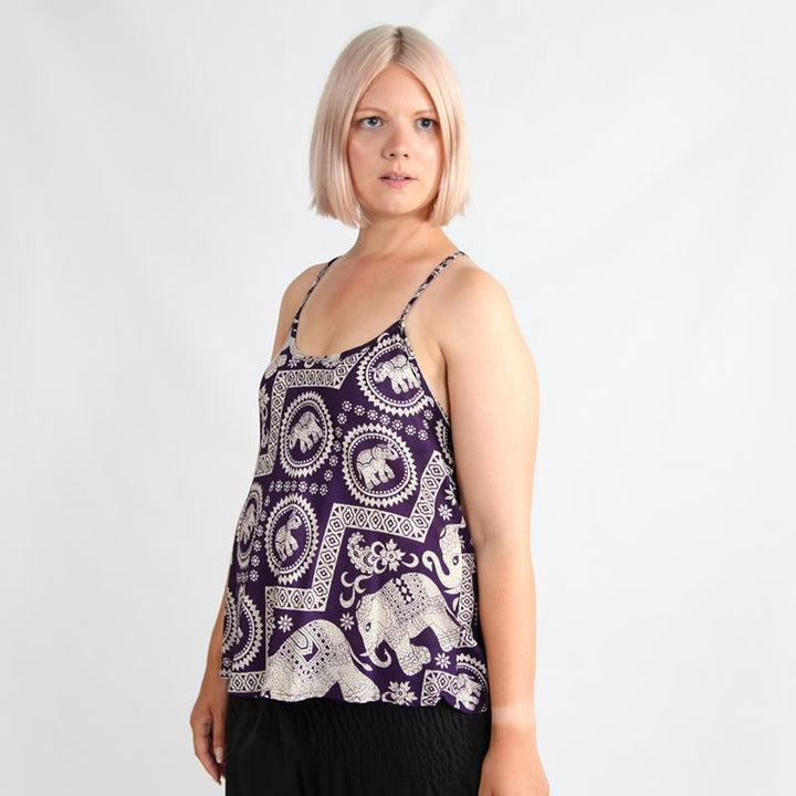 Thai Elephant Print Racer Back Cami Top