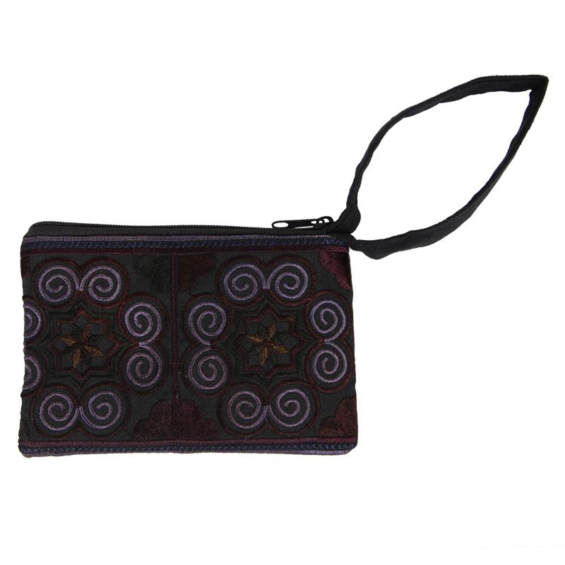 Embroidered Spiral Mandala Coin Purse