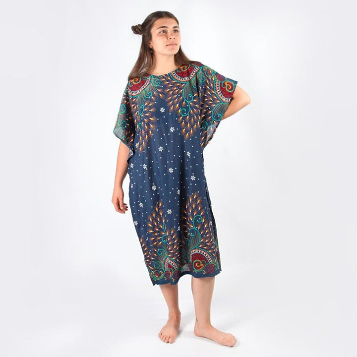 Peacock Feather Print Kaftan