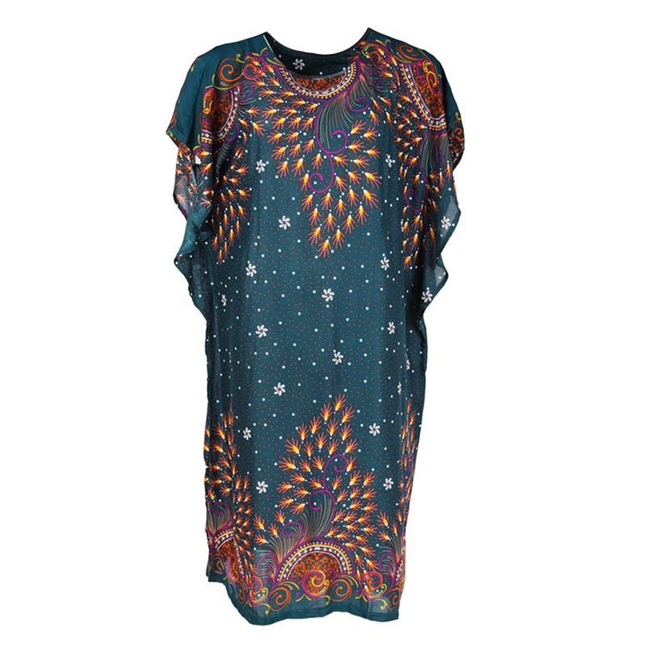 Peacock Feather Print Kaftan