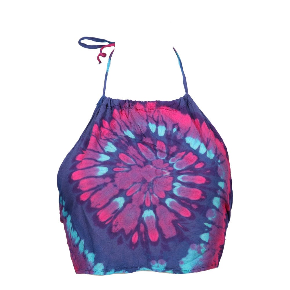 Tie Dye Halter Backless Crop Top