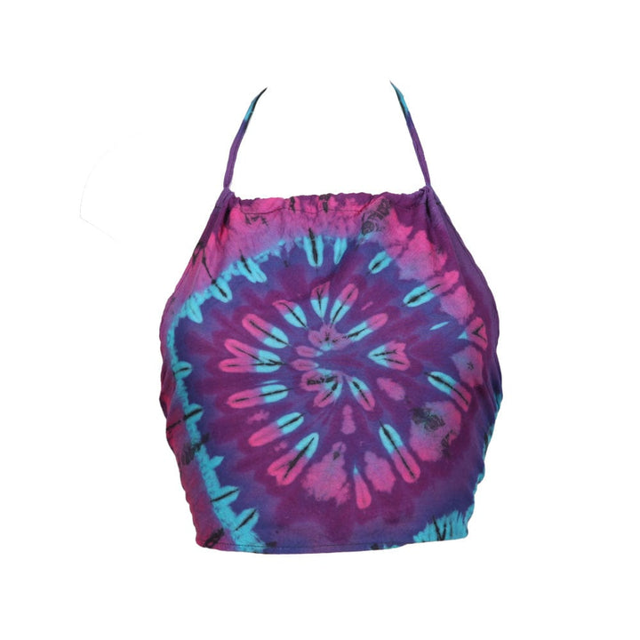 Tie Dye Halter Backless Crop Top