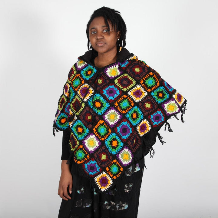 Hand Crochet Fleece Lined Poncho