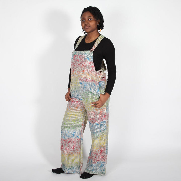 Rainbow Floral Print Dungarees