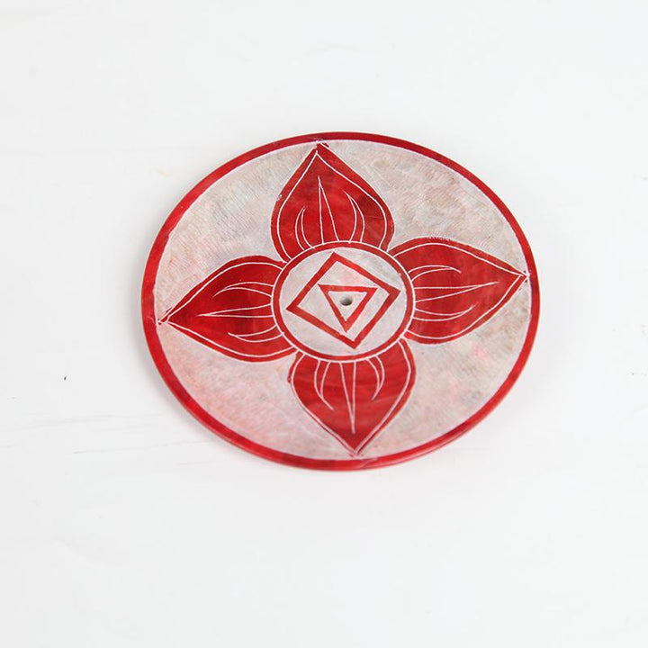 Hand Carved Soapstone Chakra Incense Plates..