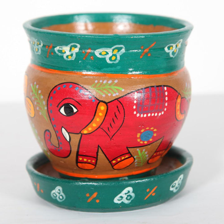 Mithila Round Plant Pot and Saucer