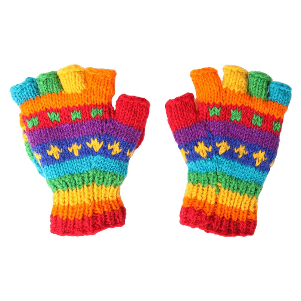 Rainbow Fingerless Mittens