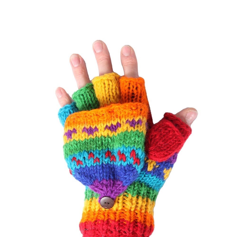 Rainbow Fingerless Mittens