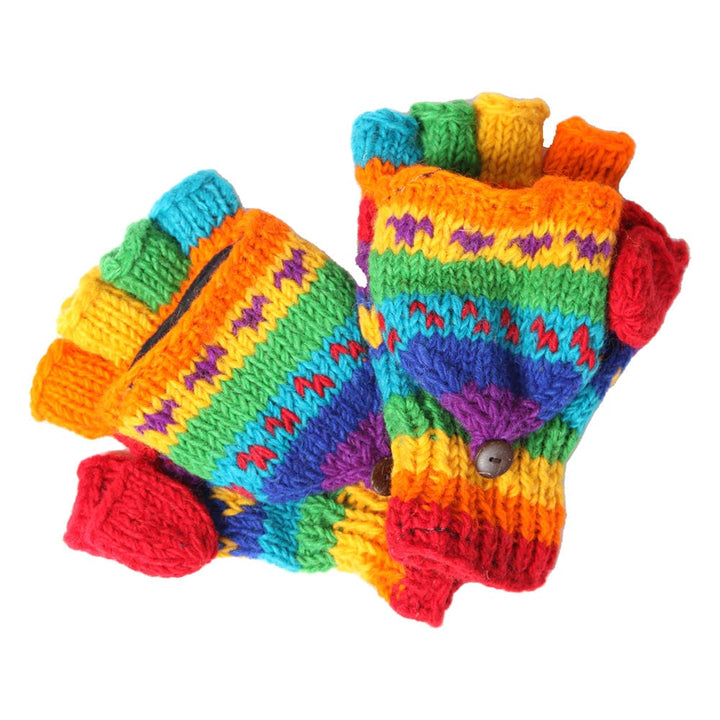 Rainbow Fingerless Mittens